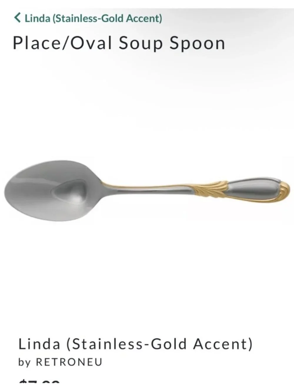 Retroneu Linda Stainless Steel Gold Accent Soup Spoons Set Of 4 Made In Korea